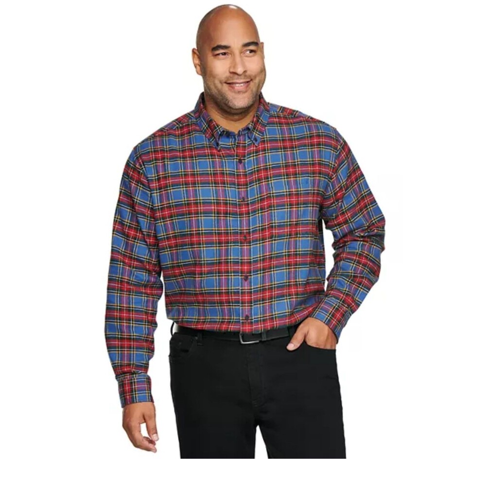 NWT Mens Big & Tall Croft & Barrow Classic Fit Flannel Button Down Shirt Sz 2XB